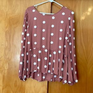 Blu Pepper polka dot peplum blouse